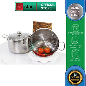 Bộ Nồi Xửng Hấp Fivestar Nắp Kính Tặng 10 Muỗng Inox