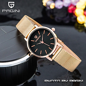 Đồng Hồ Nữ PAGINI Thiết Kế Kiểu Ý Sang Chảnh, Dây Titanium Không Gỉ, Mặt Kính Sapphire Cao Cấp, Chống Nước 3ATM, Mặt Tròn Chạy 3 Kim - Máy Quartz Siêu Bền - Tặng PIN Dự Phòng + Hộp Đẹp