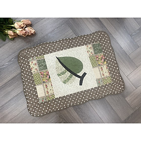 Thảm chùi chân - chiếc lá 2 màu - viền chấm bi nâu - TCC54402