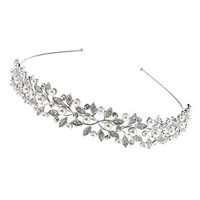 Wedding Women's Crystal Bridal Flower Leaves Crown Headband Tiara Headpiece