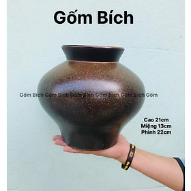 Mua Bình Hoa Lọ Hoa Men Mộc Dáng Vò Bụng Rộng Gốm Sứ Bát Tràng - Gốm Bích