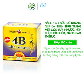 Viên uống 4B With Ginseng-Robinson Pharma usa-giúp nâng cao sức đề kháng,cải thiện tình trạng mệt mỏi,suy nhược cơ thể- hộp 100 viên