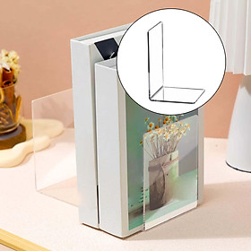 Acrylic Bookends Clear Bookshelf Stationery Minimalist Organizer Book Holder Book Stopper for Cookbooks Shelves Magazines Women Office Men