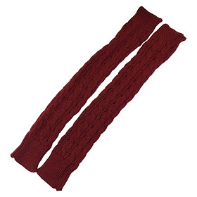Knitted Arm Warmer Long Fingerless Gloves  Winter Mittens for Camping