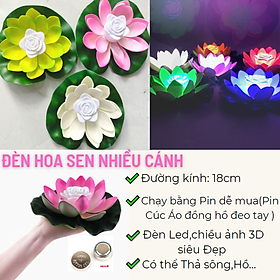 Mua Đèn Hoa sen Nhiều cánh LED 3D 18cm(có thể thả dưới nước cầu nguyện...)