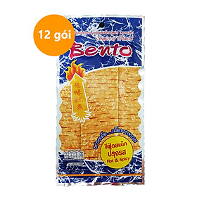 Lốc 12 Gói Snack Mực Tẩm Gia Vị Cay Hot & Spicy Bento (6g / Gói) Gói Màu Xanh, Nhập Khẩu Từ Thái Lan