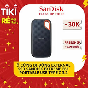 Ổ cứng di động SanDisk Extreme Pro Portable SSD, SDSSDE81, USB 3.2 Gen 2x2, Type C & Type A - Hàng Chính Hãng