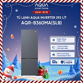 Freeship toàn quốc - Tủ lạnh ngăn đông dưới Aqua 292L AQR-B360MA(SLB) - Bảo hành trong 2 năm - Hàng chính hãng
