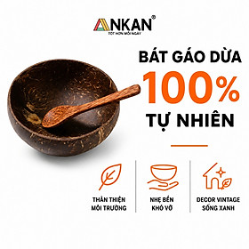 Bát Gáo Dừa Và Muỗng, Bát Gáo Dừa Thân Thiện Với Môi Trường Dùng Để Ăn Ngũ Cốc Sữa Chua Hoa Quả