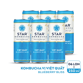 Lốc 6 lon thức uống lên men STAR KOMBUCHA Việt Quất Blueberry Bliss 250ml