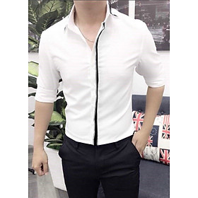 ÁO SƠ MI NAM TRẮNG VIỀN ĐEN PHONG CÁCH LỊCH LÃM