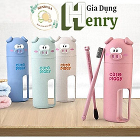 Hộp Đựng Bàn Chải Hình Heo Lúa Mạch Cute Nhỏ Gọn, Tiện Lợi (Giao Màu Ngẫu Nhiên) - Henrysa