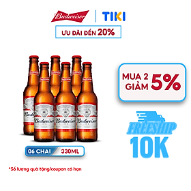 Lốc 6 Chai Bia Budweiser Chính Hãng (330ml/Chai)