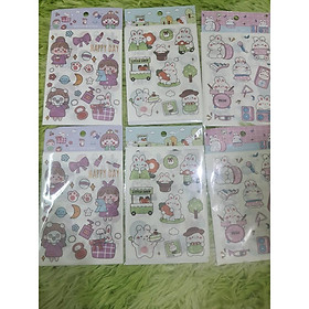 Hình ảnh Set 4 Tấm Sticker Xinh Dễ Thương Hình Dán Cute Stickers Trang Trí Sổ Tay Dán Mũ Bảo Hiểm điện thoại siêu đẹp