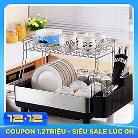 KỆ ÚP BÁT ĐŨA INOX 2 TẦNG - KHAY ÚP CHÉN BÁT - KỆ INOX 2 TẦNG NHÀ BẾP - GIÁ ÚP CHÉN BÁT