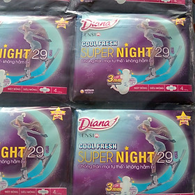 Chính Hãng | 1 Gói Băng Vệ Sinh Diana Sensi Cool Fresh Night 29cm -Diana Sensi Cool Fresh Ban Đêm 29cm (Mỗi gói 4 miếng)- HSD luôn mới