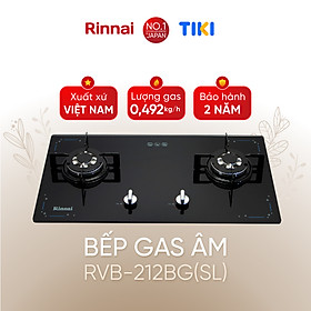 Bếp gas âm Rinnai RVB-212BG(SL) mặt bếp kính và kiềng bếp men - Hàng chính hãng.