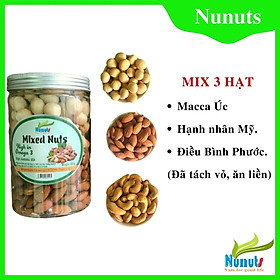 MIX 3 LOẠI HẠT MACCA, HẠNH NHÂN. HẠT ĐIỀU NUNUTS HŨ 500G