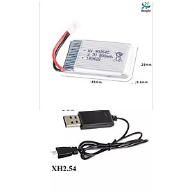 Pin và sạc usb 3.7v 800mah Máy bay điều khiển từ xa Flycam có mạch xả 25c sạc lại