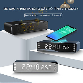 Mua Đế sạc nhanh không dây từ tính cho điện thoại công suất 15W tích hợp loa bluetooth đồng hồ xem giờ báo thức báo nhiệt độ