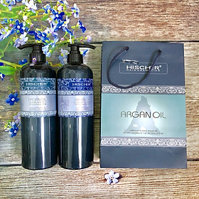Bộ dầu gội xả Hischer Argan Oil for Dry & Demaged hair cho tóc khô hư tổn 1000ml - Hàng chính hãng