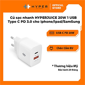 SẠC NHANH 2 CỔNG 20W HYPERJUICE CHARGER SMALL SIZE HJ205EU - Hàng Chính Hãng