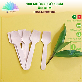 Mua 100 Thìa kem gỗ muôi gỗ dùng một lần kiểu Nhật giá rẻ sạch sẽ - E Green Dùng 1 Lần