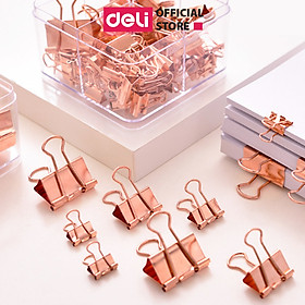 Kẹp bướm kẹp tài liệu kim loại vàng hồng Deli -15 / 25 / 44 / 50 chiếc hộp - 78202 / 78203 / 78204 / 78205