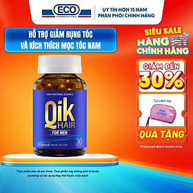 [Hộp 30v] Viên Uống Kích Thích Mọc Tóc Qik Hair For Men Ecogreen Giảm Rụng Tóc Cho Nam