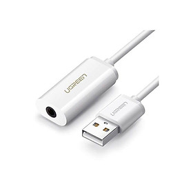Mua Ugreen UG40520US206TK USB 2.0 ra 3.5mm Aux bộ chuyển âm thanh không có micro màu trắng - HÀNG CHÍNH HÃNG