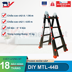 Mua Thang Nhôm Gấp Đa Năng DIY MTL-44B chiều cao sử dụng tối đa chữ A 1.96M chữ I 4.05M