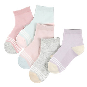 Cat (MiiOW) boys and girls spring and summer cotton socks in the big children's children's mesh short tube socks 5 pairs of 3-12 years old mixed color 5 pairs (1006) S (1-3 years old)