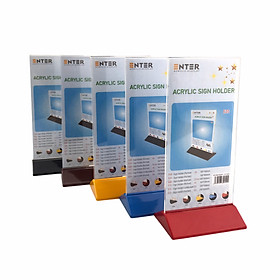 Kệ mica 2 mặt Enter E20 100x210mm đế màu, Kệ menu nhà hàng, Standee mica để bàn, Bảng quét mã QR Code