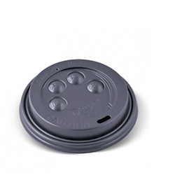Item V051S0029 - Nắp đen cho ly 2 lớp 12oz/355ml - Detpak Button Hot Cup Lid - BLACK - 12oz - SP Takeaway