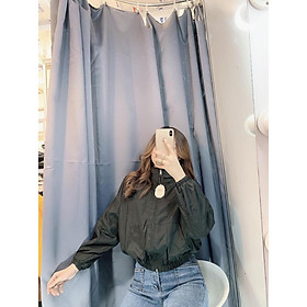 ÁO KHOÁC GIÓ NỮ FORM RỘNG CROPTOP HINH THẬT UP Ở CUỐI