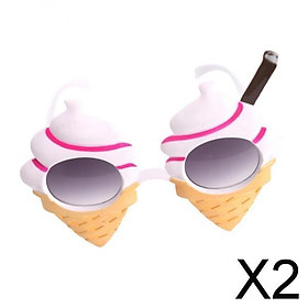 2xNovelty Ice Cream Cone Shape Sunglasses Funny Party Eye Glasses Costume Prop