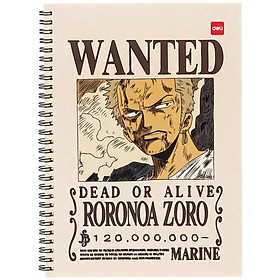 Sổ Lò Xo B5 Kẻ Ngang - 60 Trang 70gsm One Piece - Deli EN004 - Roronoa Zoro