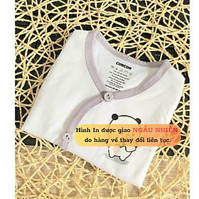 ( 3-9kg) ÁO CÀI XÉO TAY NGẮN TRẮNG VIỀN CHO BÉ - CÚN CON - Viền Xám