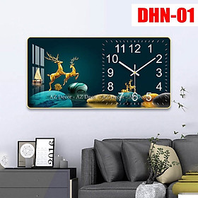 Tranh đồng hồ đính đá tráng gương DHN-01