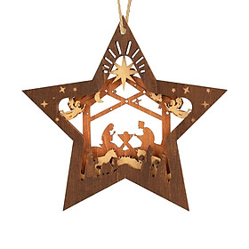 Christmas Nativity Scene Ornaments Wood Hanging Christian Ornaments for Home