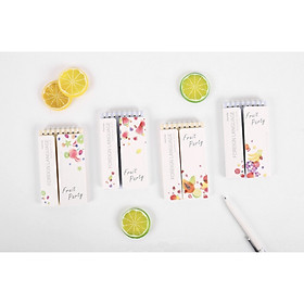 Sổ vở lò xo Foreign Language 160 trang 7,5x13cm - Fruit Party - 1 cuốn - hình ngẫu nhiên