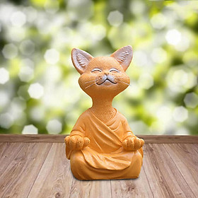 Funny Garden Meditating Cat Statue - Indoor/Outdoor Garden Home Sculpture for Patio, Yard or Lawn