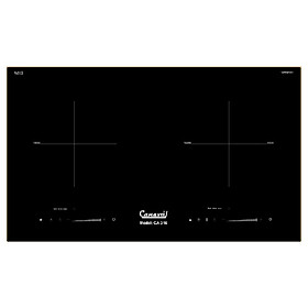 Bếp điện 02 từ CANAVAL CA-316 Inverter Bo điều khiển Italia Chíp điều khiển SIMENS Mặt kính Ceramic Viền vàng 4 cạnh - Màu đen (4000W) - Hàng chính hãng