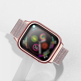 Dây vải đeo thay thế kèm khung viền bảo vệ cao cấp cho Apple Watch 44mm hiệu Usams US-ZB073 (thiết kế tinh tế, lực hút nam châm mạnh mẽ, lịch lãm sang trọng) - Hàng nhập khẩu