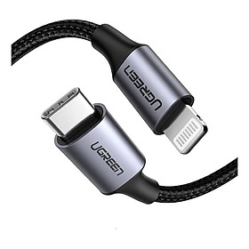 Cáp USB Type C ra Lightning 1M Màu Đen  Dây bện nylon Ugreen UC60759US234 Hàng chính hãng