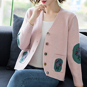 Áo cardigan nữ phối họa tiết tay và túi ArcticHunter, thời trang thương hiệu chính hãng