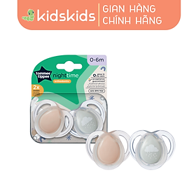 Ty Ngậm Dạ Quang Cho Bé Tommee Tippee 0-6 Tháng (Vỉ Đôi) - Night Time – Mưa Xám