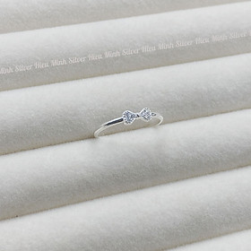 Nhẫn Nữ Bạc Ta Nơ Xinh Cao Cấp Sáng Đẹp Chính Hãng Bạc Hiểu Minh NU515