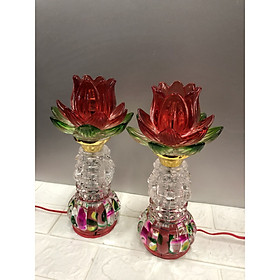 Mua Đèn thờ hoa sen thủy tinh thân led   bóng và thân đèn có đèn led    tiết kiệm điện cao 27 cm