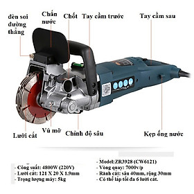 MÁY CẮT RÃNH TƯỜNG 5 LƯỠI 4800W NẶNG 5KG ZR3928